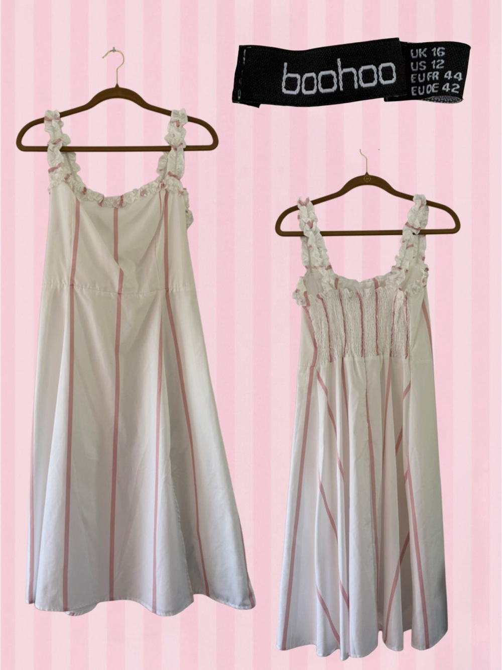 boohoo White & Pink Striped dress